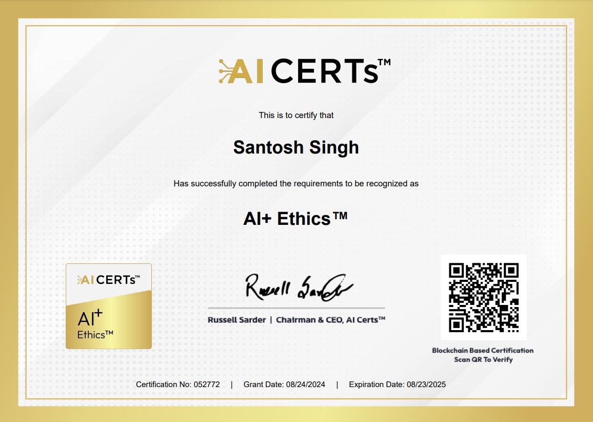 Certificate Earned By Santosh Singh