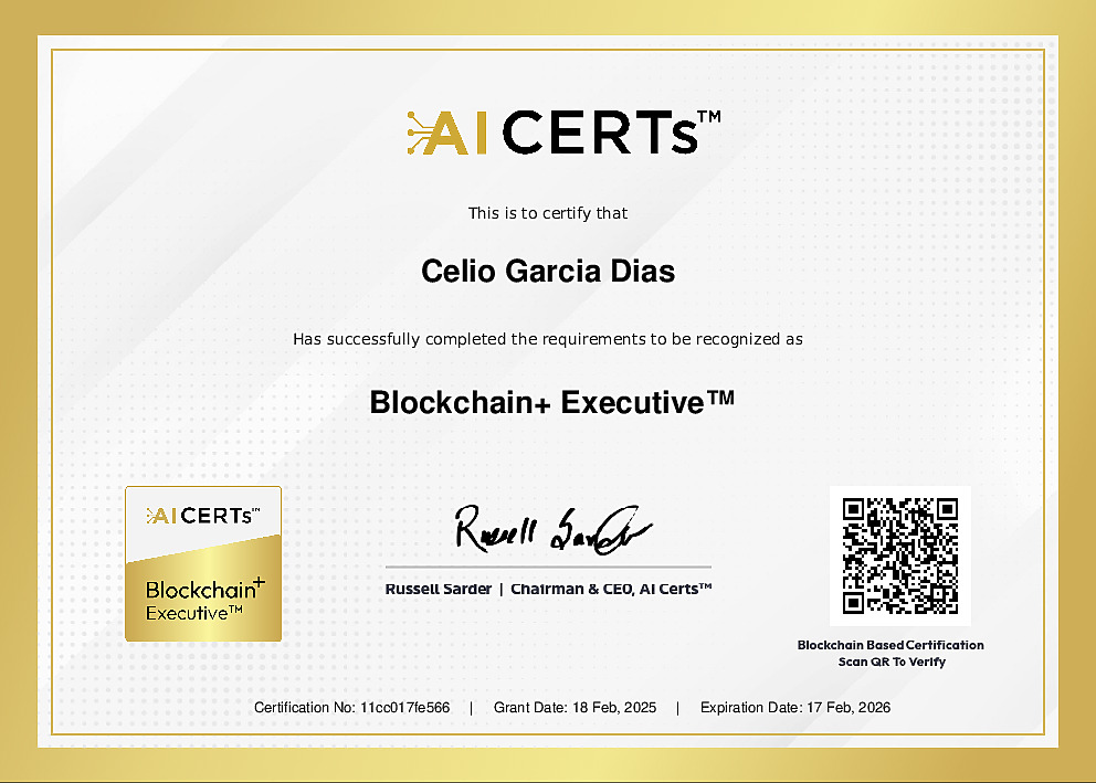 Certificate Earned By Celio Garcia Dias